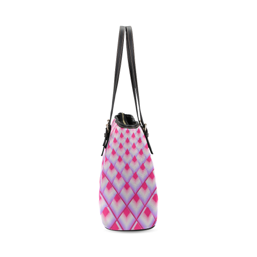 Pink 3D Pyramids Leather Tote Bag/Large (Model 1640)