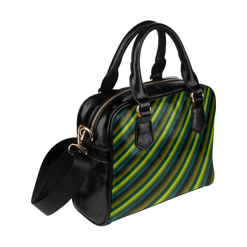 Glossy Lime Green Gradient Stripes Shoulder Handbag (Model 1634)