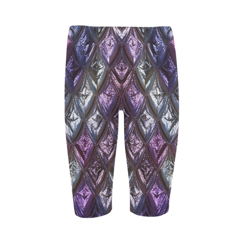 rhombus, diamond patterned lilac Hestia Cropped Leggings (Model L03)