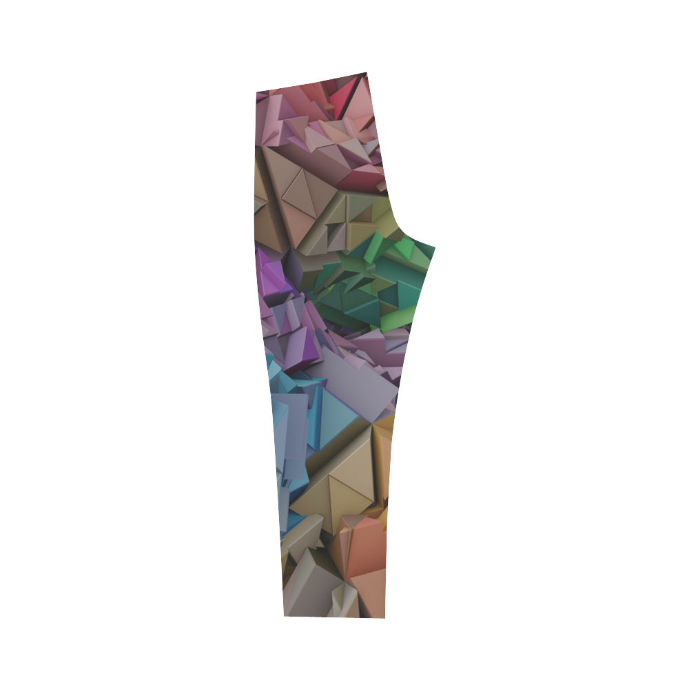 Colorful 3D Low Poly Abstract Geometric Shapes Capri Legging (Model L02)