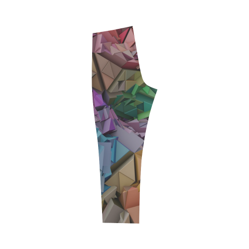 Colorful 3D Low Poly Abstract Geometric Shapes Capri Legging (Model L02)