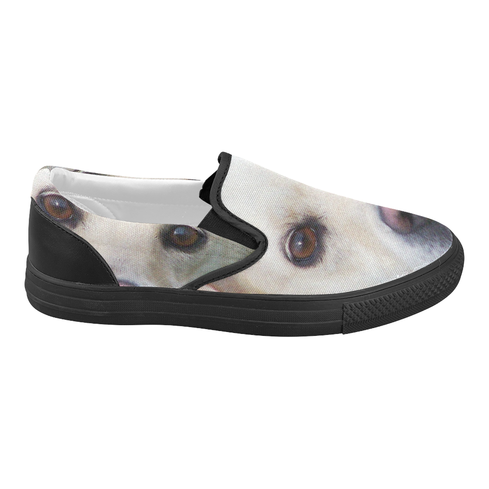 Dog face close-up Women's Slip-on Canvas Shoes (Model 019)