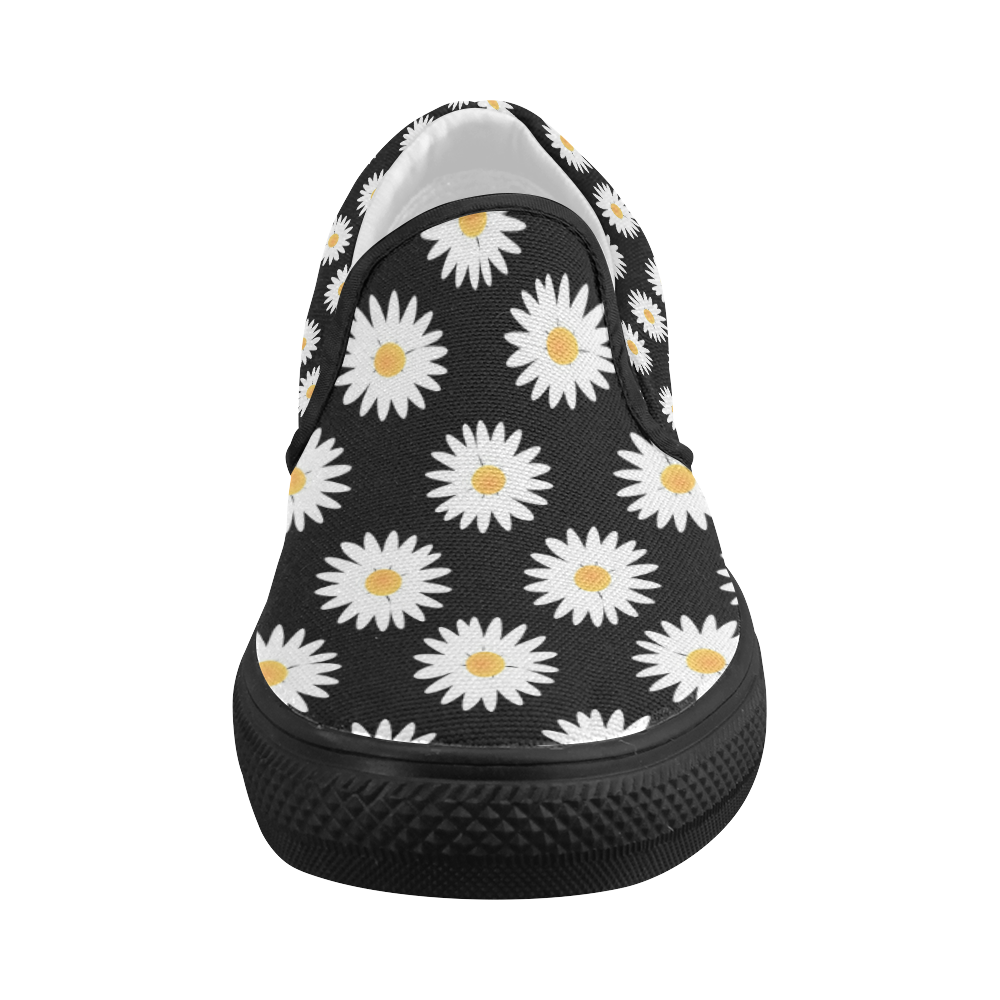 Daisies pattern Women's Slip-on Canvas Shoes (Model 019)
