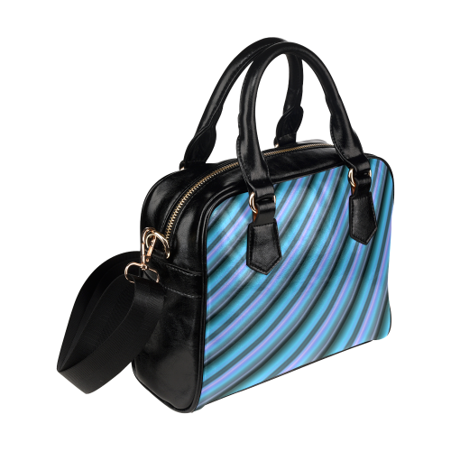 Glossy Light Blue Gradient Stripes Shoulder Handbag (Model 1634)