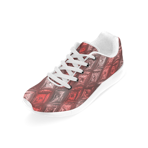 rhombus, diamond patterned red Women’s Running Shoes (Model 020)