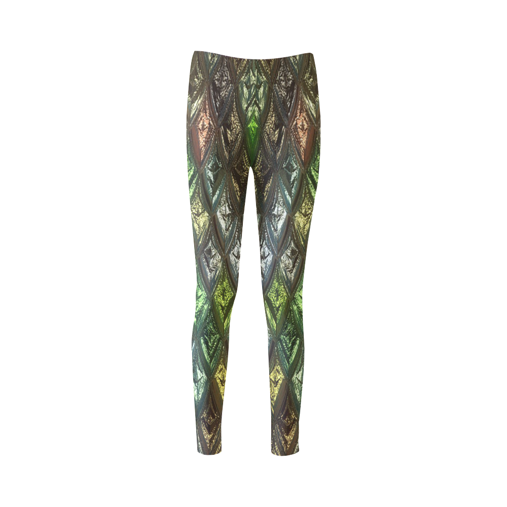 rhombus, diamond patterned green Cassandra Women's Leggings (Model L01)