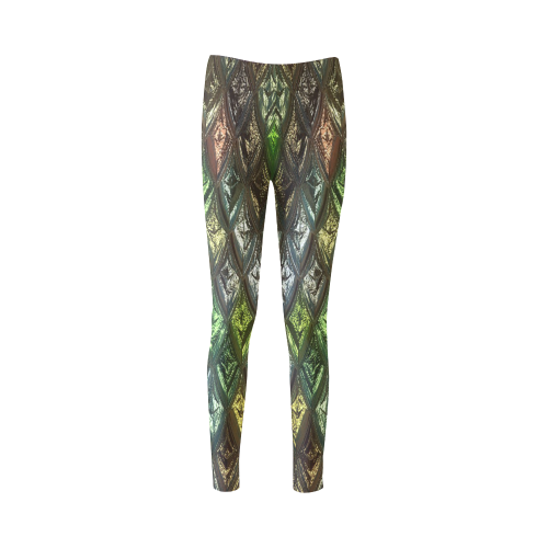 rhombus, diamond patterned green Cassandra Women's Leggings (Model L01)