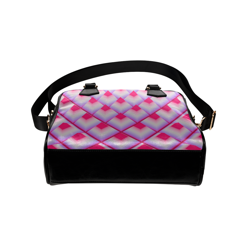 Pink 3D Pyramids Shoulder Handbag (Model 1634)