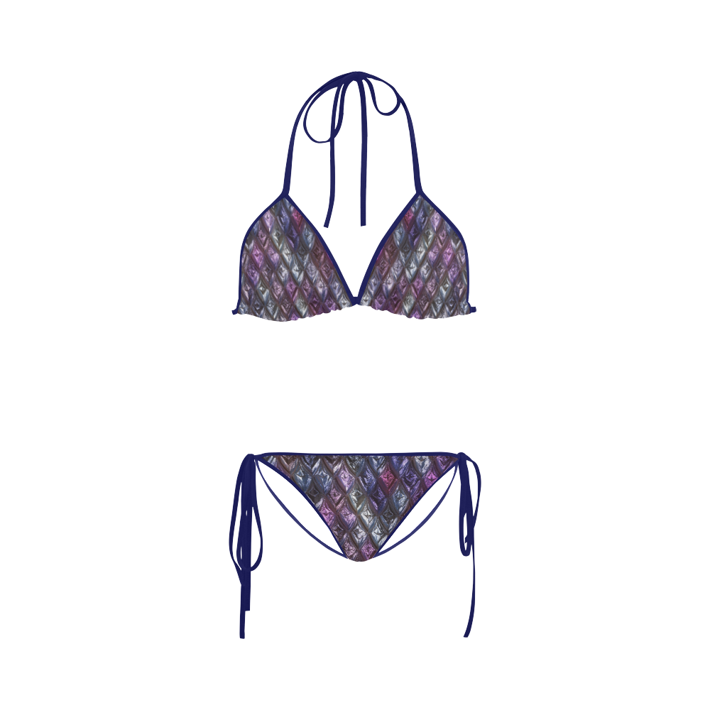 rhombus, diamond patterned lilac Custom Bikini Swimsuit