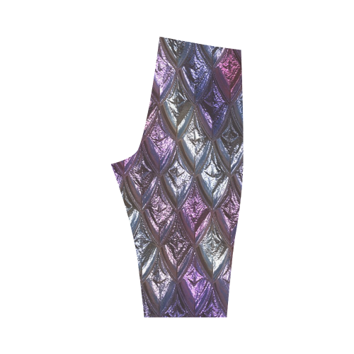 rhombus, diamond patterned lilac Hestia Cropped Leggings (Model L03)