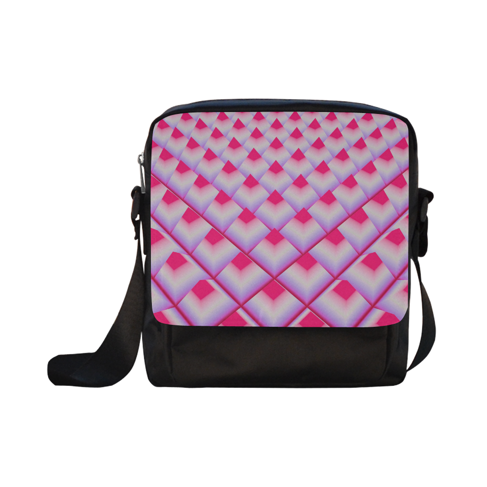 Pink 3D Pyramids Crossbody Nylon Bags (Model 1633)