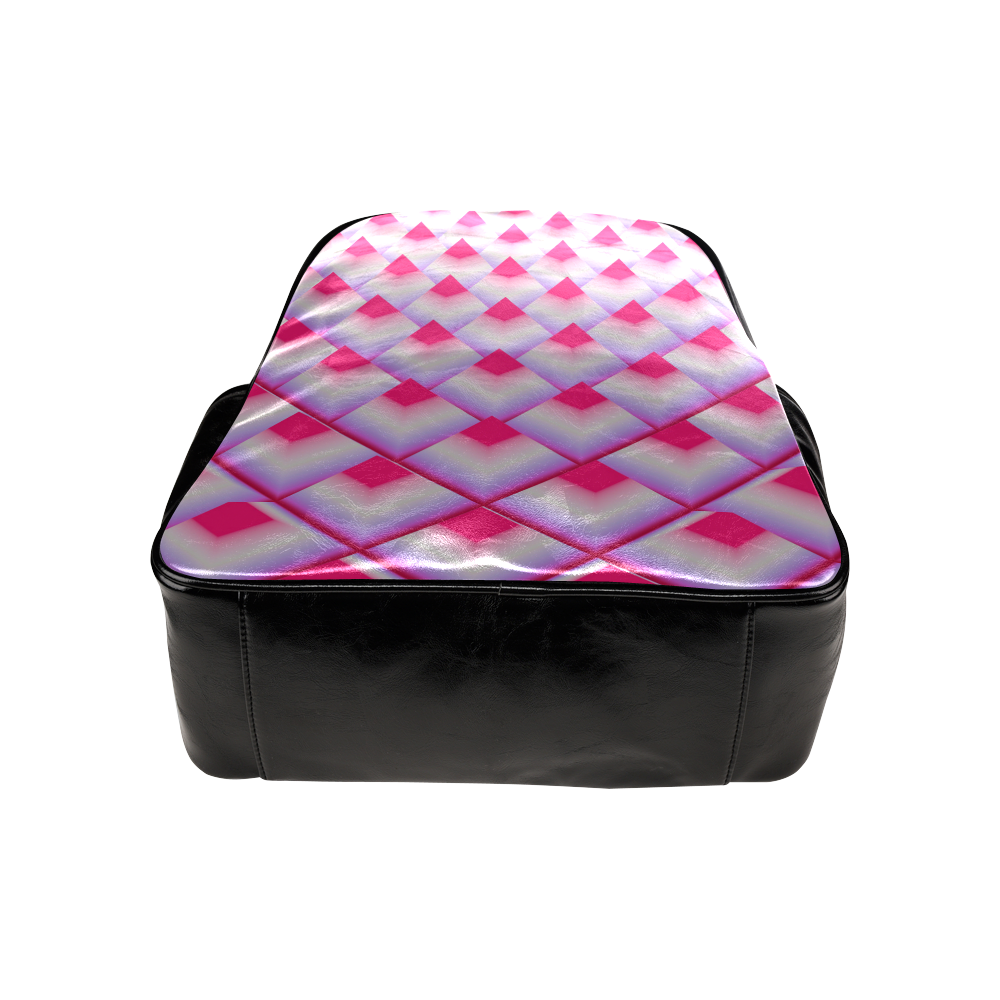 Pink 3D Pyramids Multi-Pockets Backpack (Model 1636)