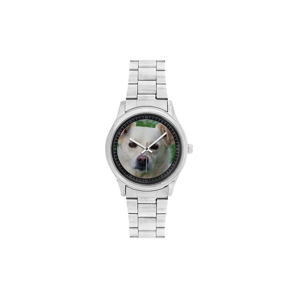 Dog face close-up Men's Stainless Steel Watch(Model 104)