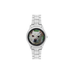 Dog face close-up Men's Stainless Steel Watch(Model 104)