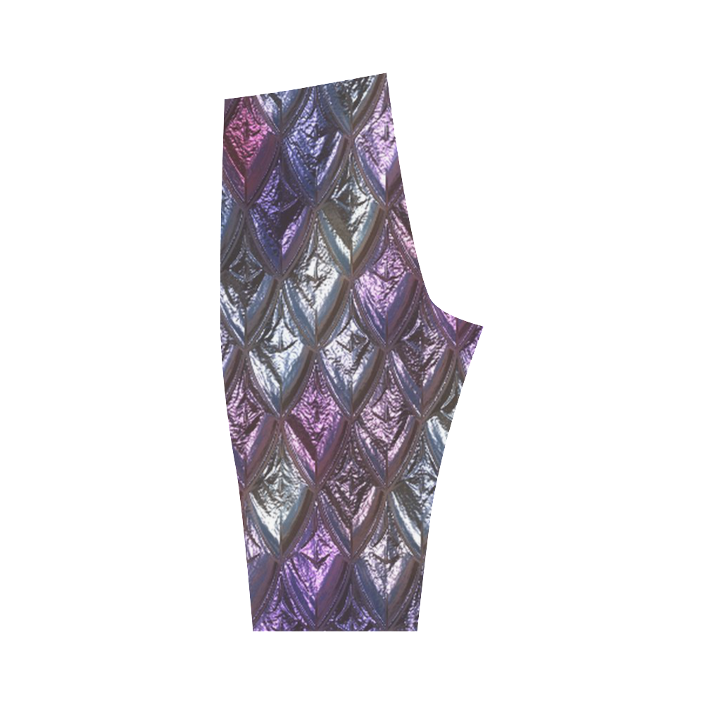 rhombus, diamond patterned lilac Hestia Cropped Leggings (Model L03)