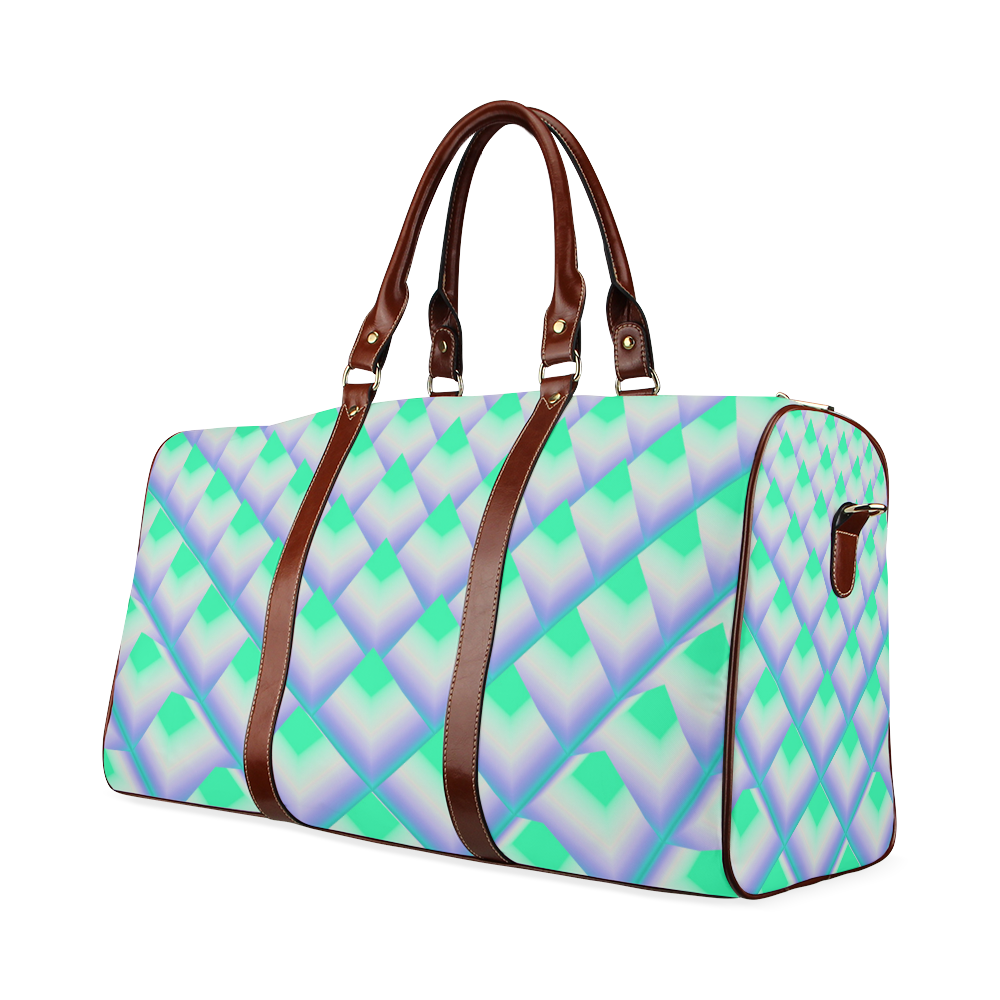 Green 3D Pyramids Waterproof Travel Bag/Large (Model 1639)