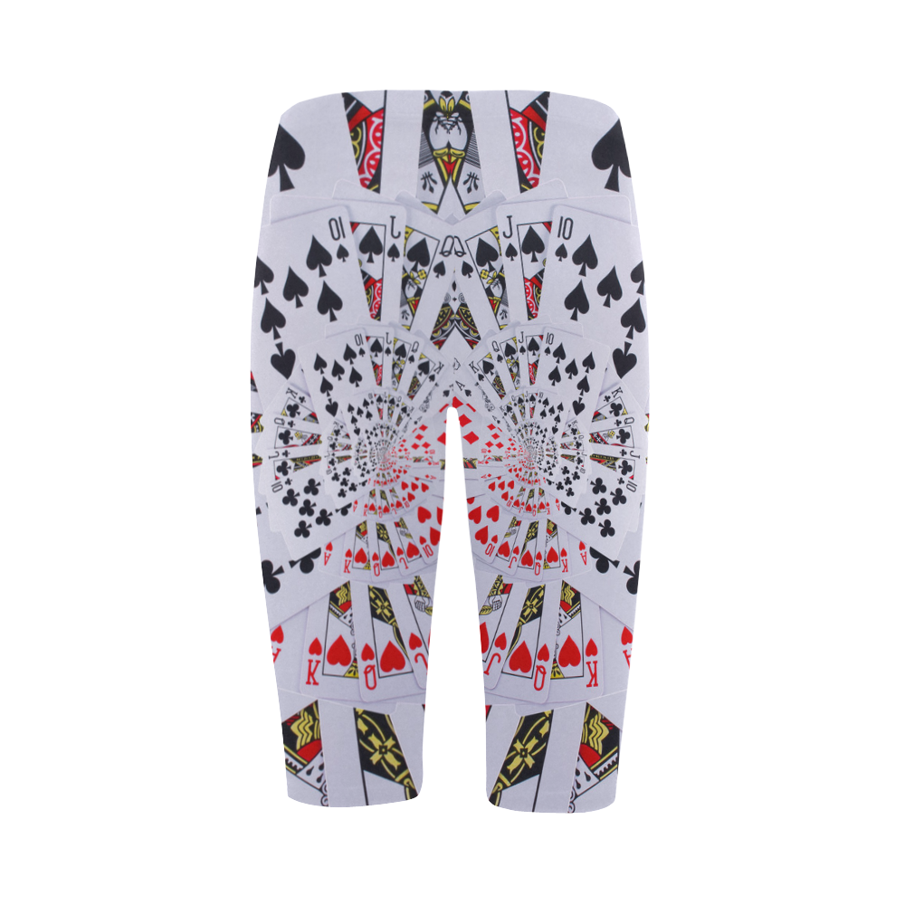 Royal Flush Poker Cards Spiral Droste Hestia Cropped Leggings (Model L03)