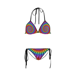 Psychedelic Rainbow Spiral Custom Bikini Swimsuit