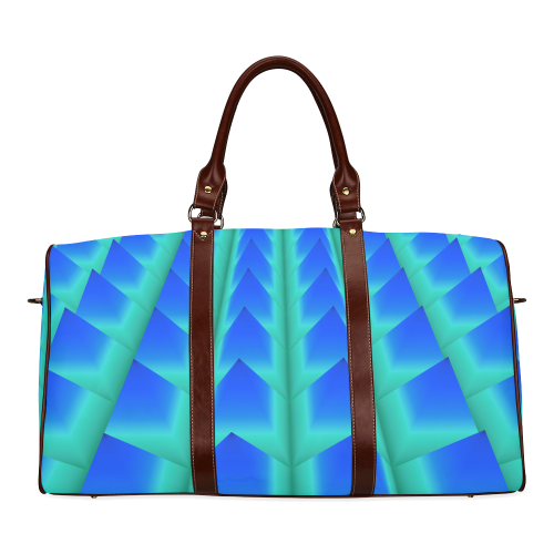 Blue and Green 3D Pyramids Waterproof Travel Bag/Large (Model 1639)