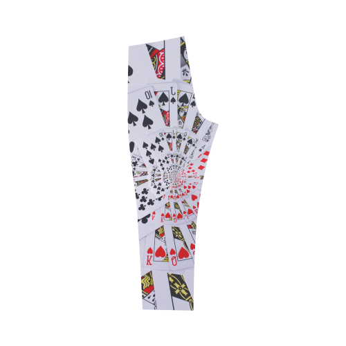 Royal Flush Poker Cards Spiral Droste Capri Legging (Model L02)