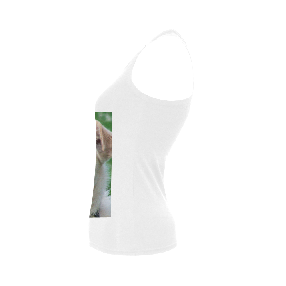 Dog face close-up Women's Shoulder-Free Tank Top (Model T35)