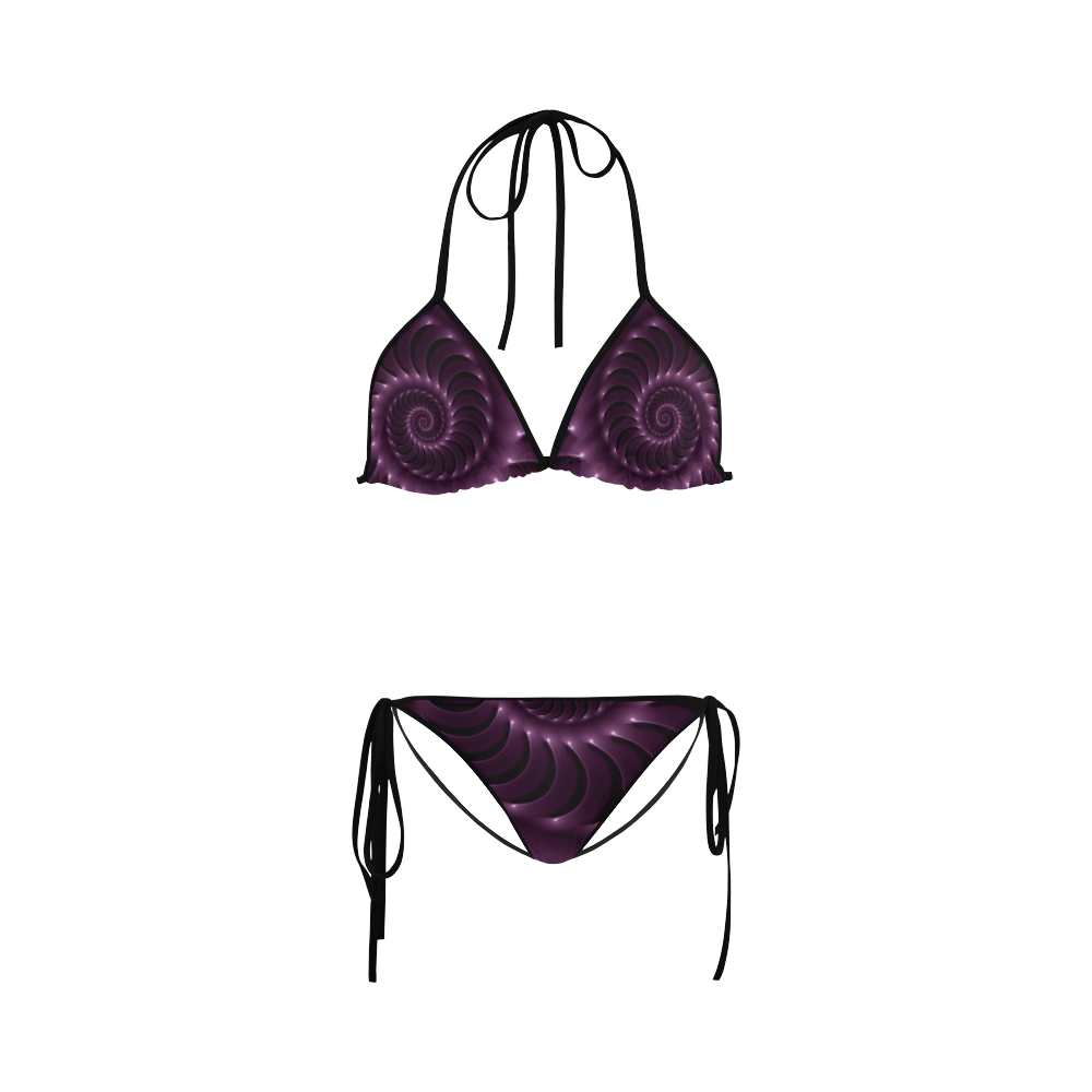 Glossy Purple Plum Spiral Fractal Custom Bikini Swimsuit