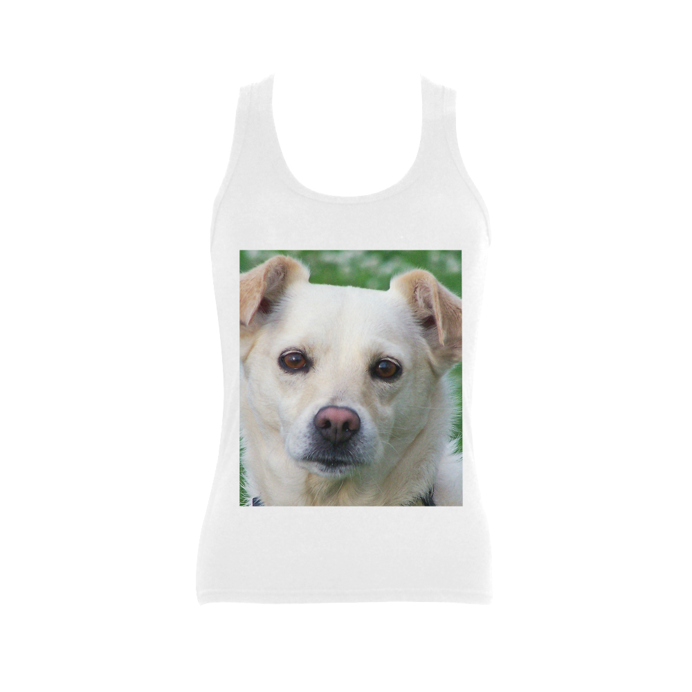 Dog face close-up Women's Shoulder-Free Tank Top (Model T35)