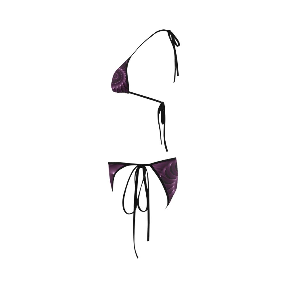 Glossy Purple Plum Spiral Fractal Custom Bikini Swimsuit