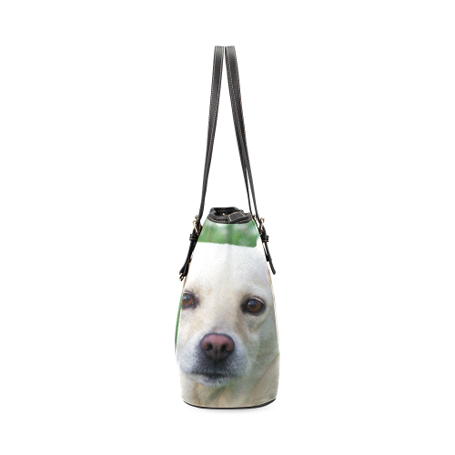 Dog face close-up Leather Tote Bag/Small (Model 1640)