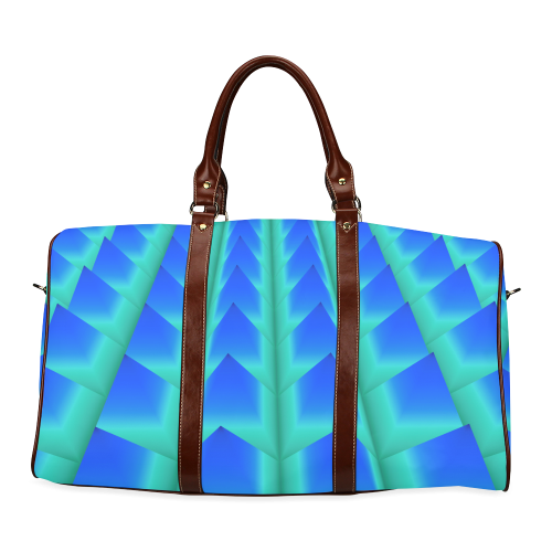 Blue and Green 3D Pyramids Waterproof Travel Bag/Large (Model 1639)