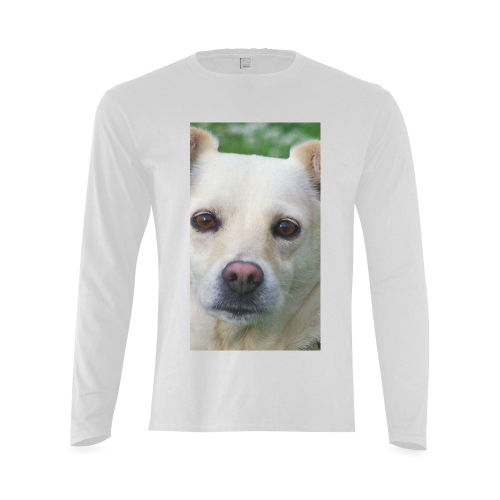 Dog face close-up Sunny Men's T-shirt (long-sleeve) (Model T08)