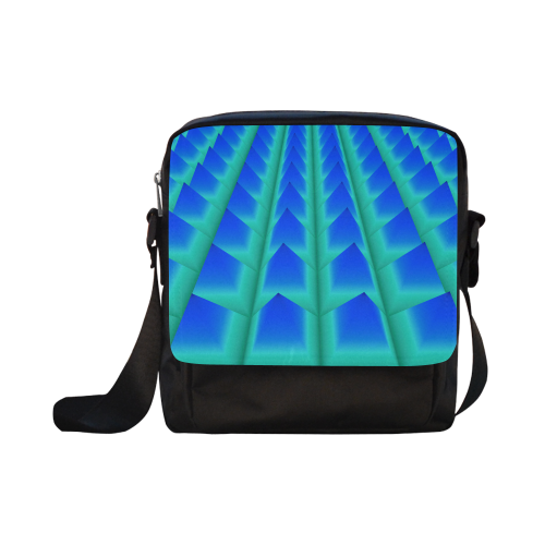 Blue and Green 3D Pyramids Crossbody Nylon Bags (Model 1633)