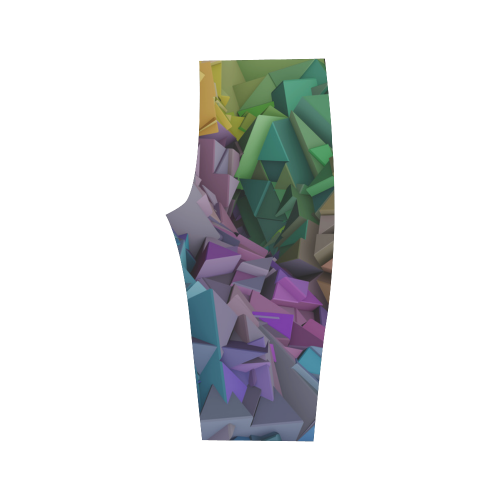 Colorful 3D Low Poly Abstract Geometric Shapes Hestia Cropped Leggings (Model L03)