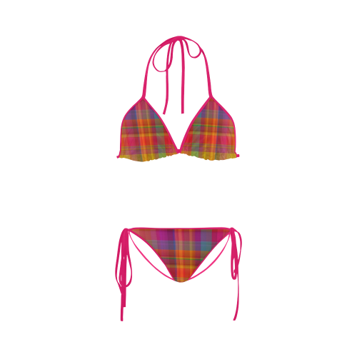 modern plaid, hot colors Custom Bikini Swimsuit