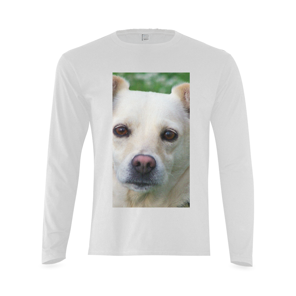 Dog face close-up Sunny Men's T-shirt (long-sleeve) (Model T08)