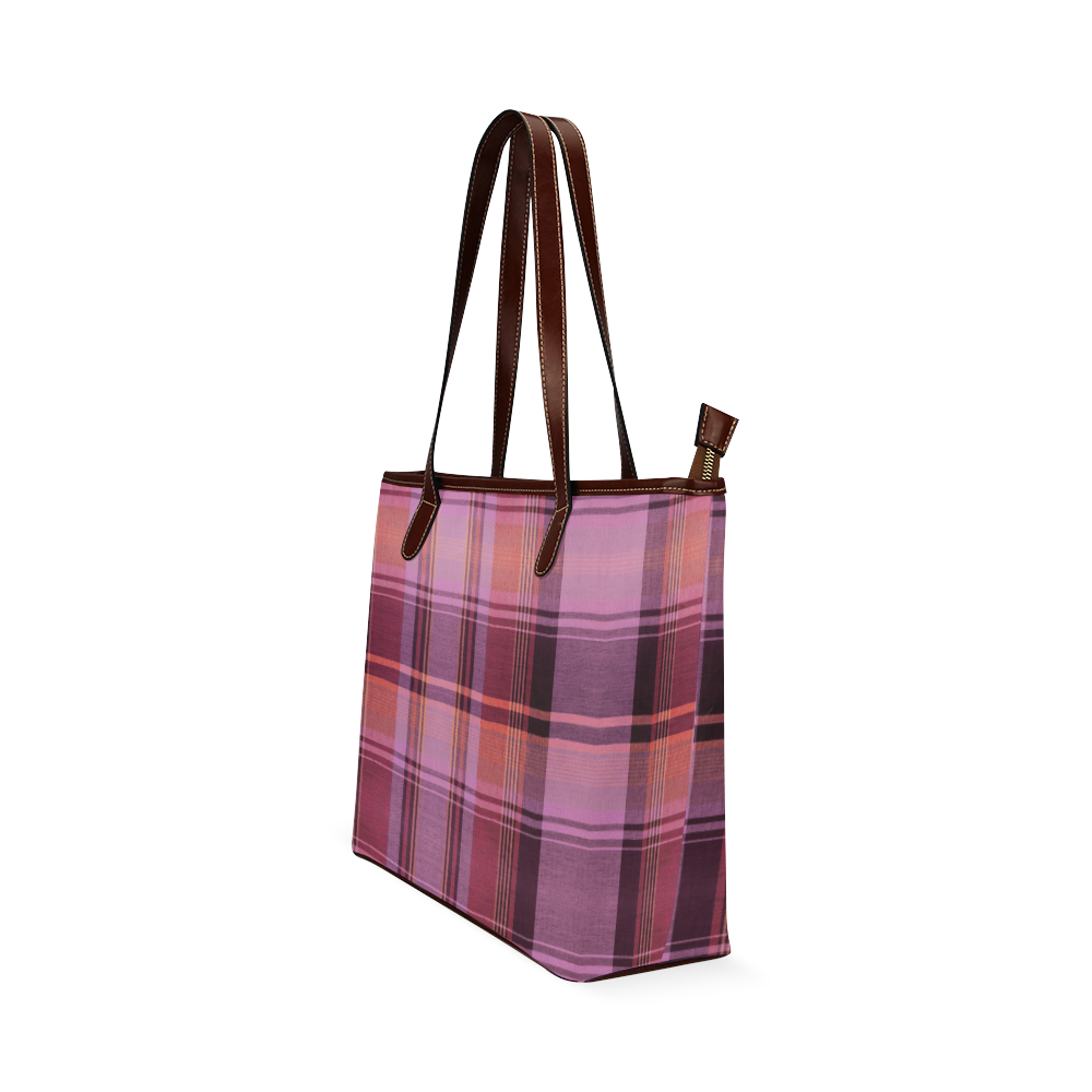 PINK PLAID Shoulder Tote Bag (Model 1646)