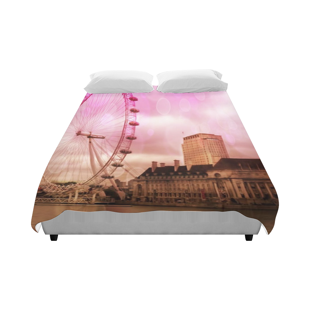 Travel-London, pink Duvet Cover 86"x70" ( All-over-print)