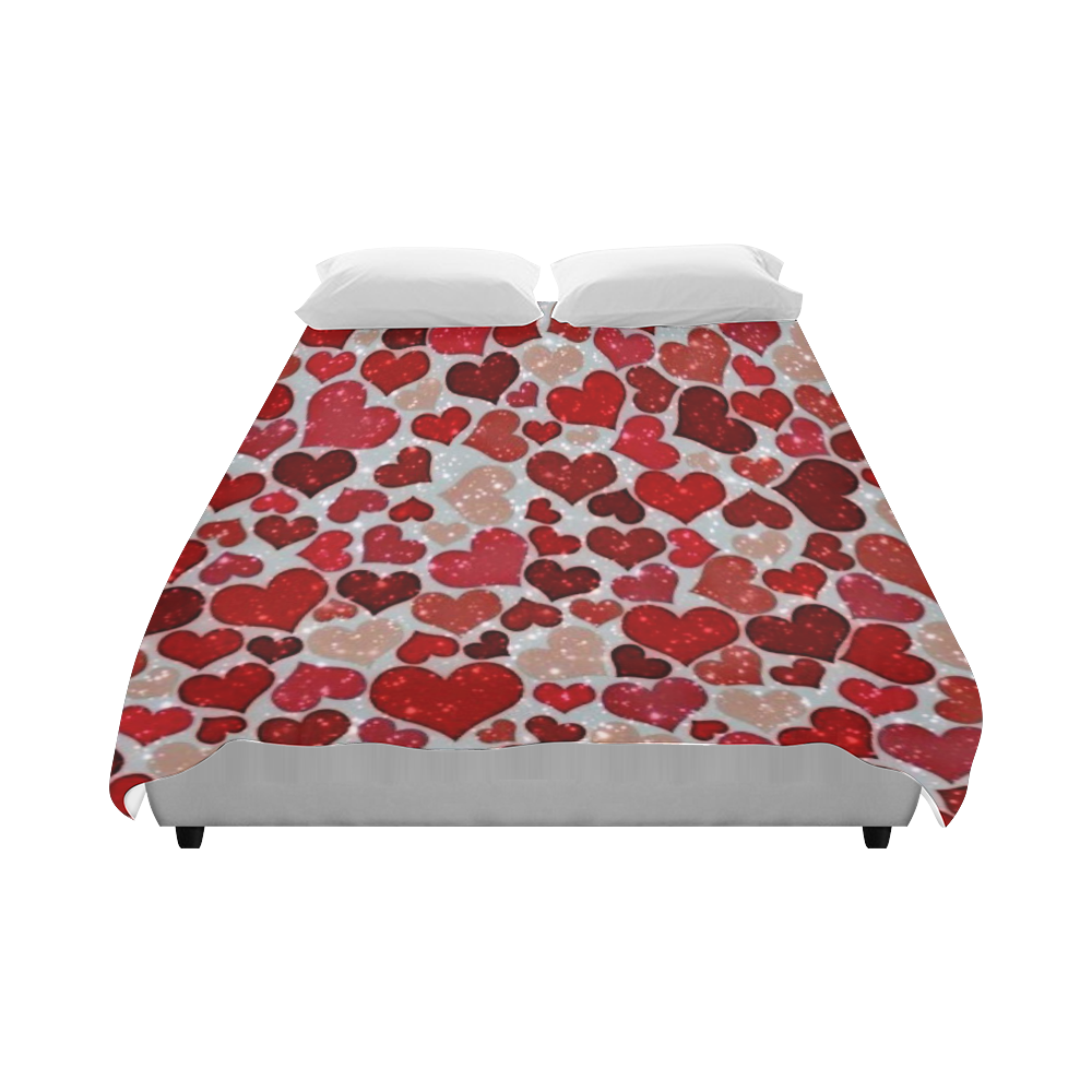 sparkling hearts, red Duvet Cover 86"x70" ( All-over-print)