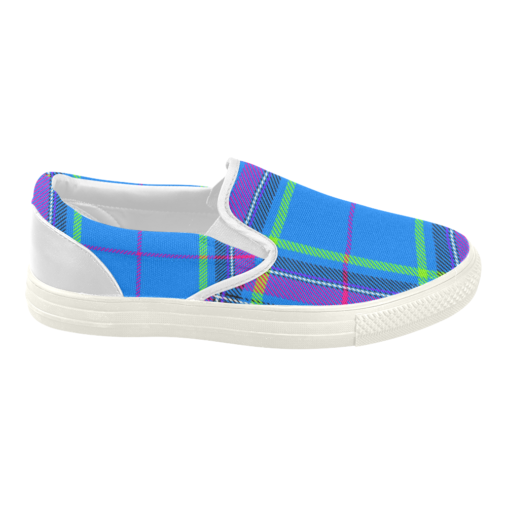 TARTAN-BLUE Women's Slip-on Canvas Shoes (Model 019)