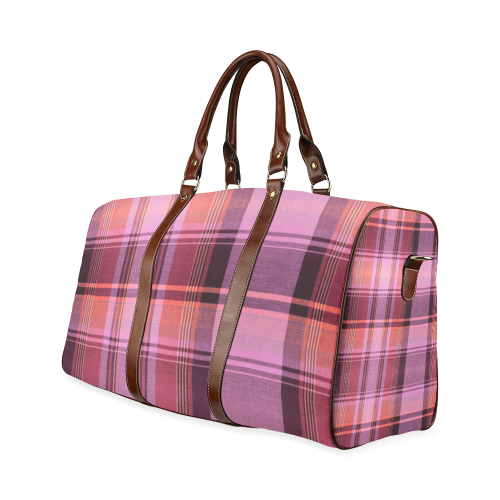 PINK PLAID Waterproof Travel Bag/Small (Model 1639)