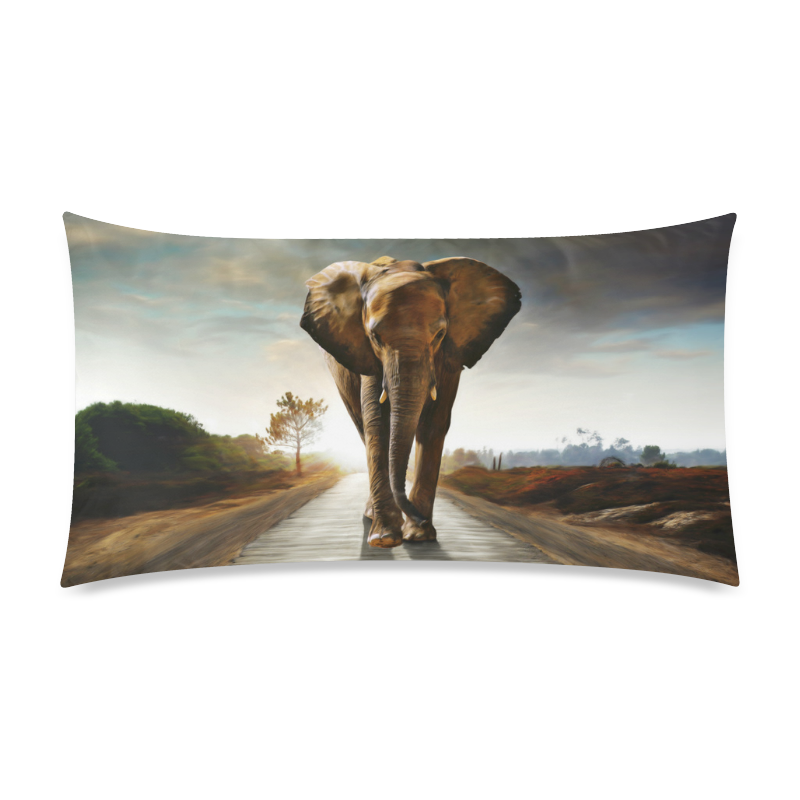 The Elephant Rectangle Pillow Case 20"x36"(Twin Sides)