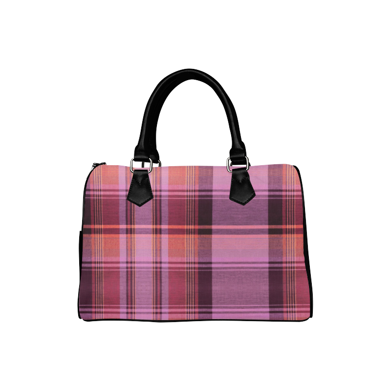 PINK PLAID Boston Handbag (Model 1621)