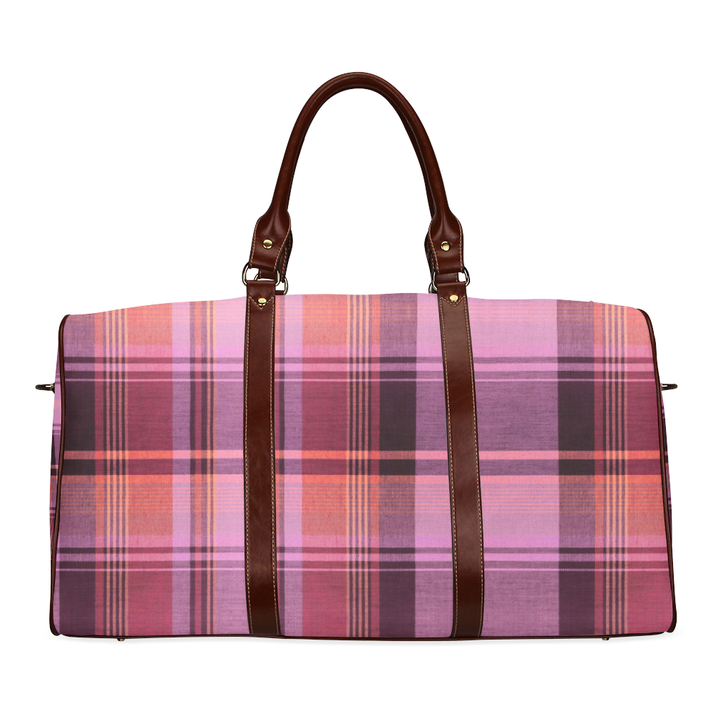 PINK PLAID Waterproof Travel Bag/Large (Model 1639)