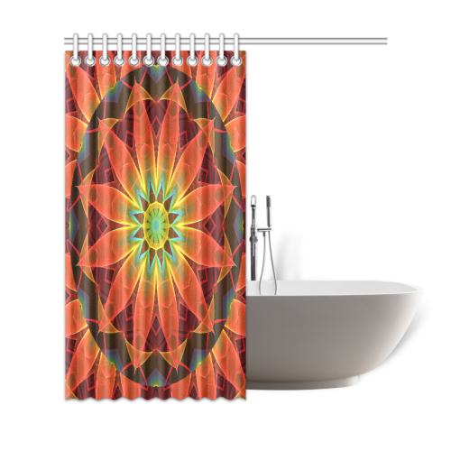 Radiance and Light, Orange Brown Awakening Shower Curtain 69"x72"