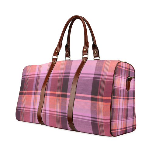 PINK PLAID Waterproof Travel Bag/Large (Model 1639)