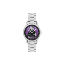 funky lilac panda Men's Stainless Steel Watch(Model 104)