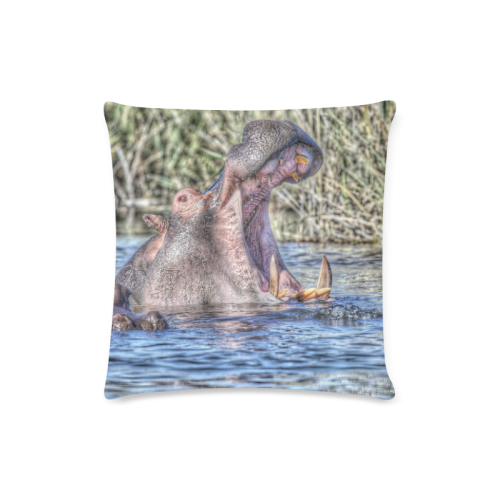 painted hippo Custom Zippered Pillow Case 16"x16"(Twin Sides)
