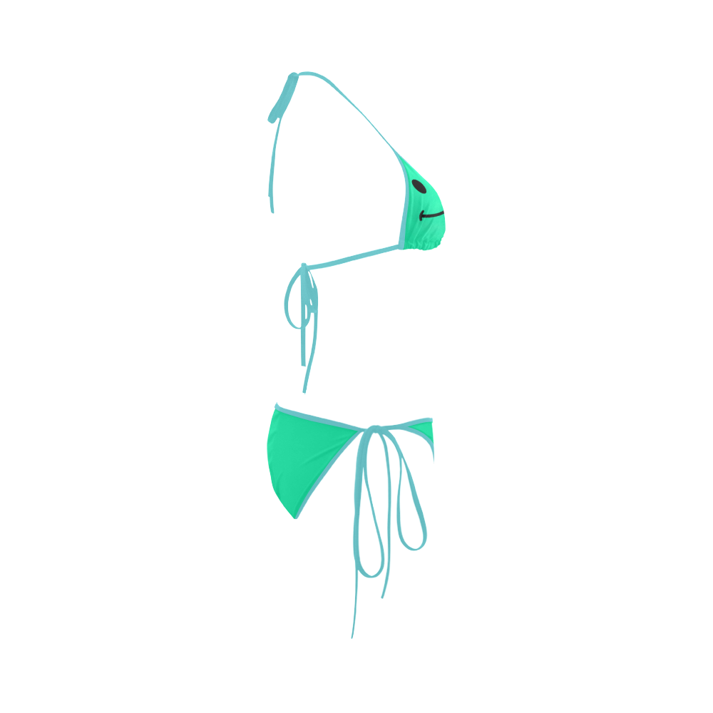 Green Happy Smiley Custom Bikini Swimsuit