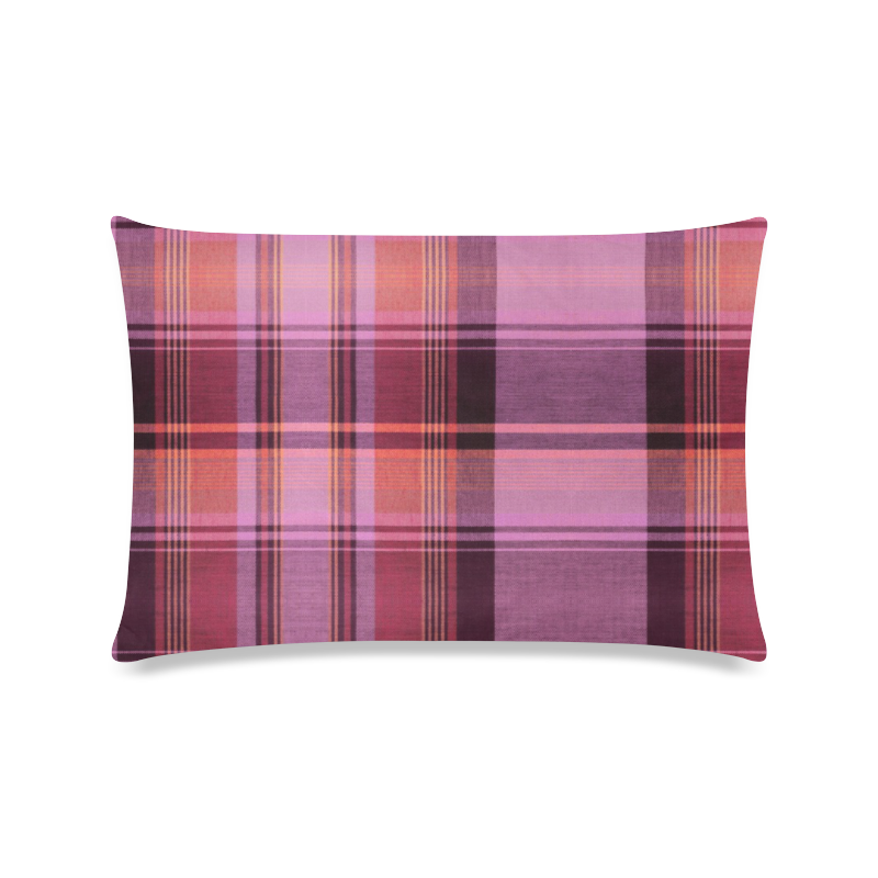PINK PLAID Custom Zippered Pillow Case 16"x24"(Twin Sides)