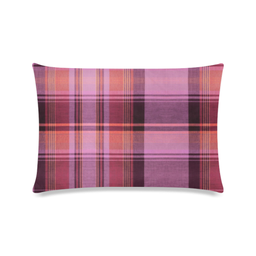 PINK PLAID Custom Zippered Pillow Case 16"x24"(Twin Sides)